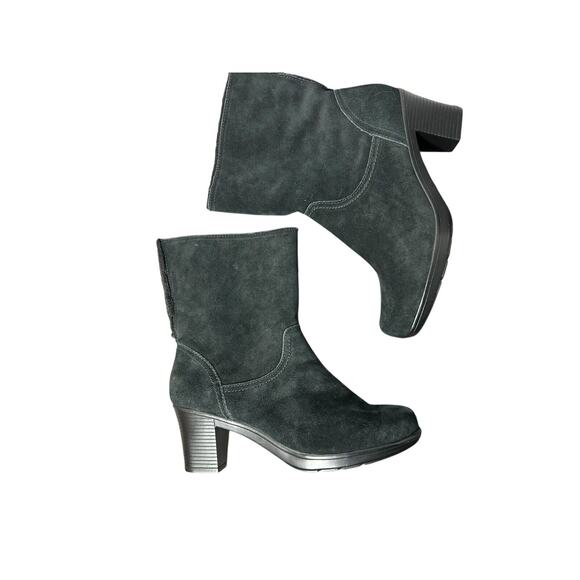 Clarks Bendables 39384 Black‎ Suede Leather Zip Mid Calf Boots Womens Size 7.5 W - Picture 3 of 6